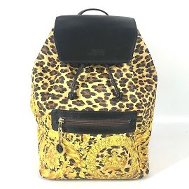 Versace Vintage Leopard Backpack Black Yellow