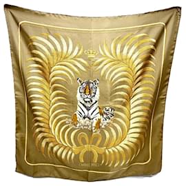 Hermès-Hermes Carré 90 Tiger Royal Scarf-Beige