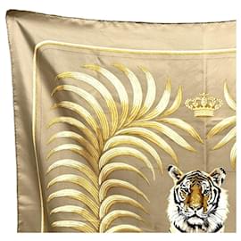 Hermès-Hermes Carré 90 Tiger Royal Scarf-Beige