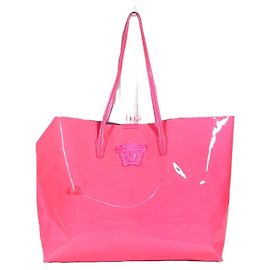 Sac à main en cuir émaillé rose Versace Rose