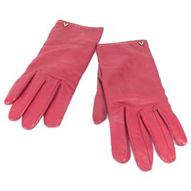 Rote Lederhandschuhe von Louis Vuitton Rot