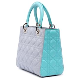Dior-Dior Gray Medium Bicolor Lambskin Cannage Lady Dior-Brown,Blue,Grey,Turquoise