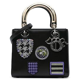 Dior-Dior Black Medium Calfskin Patch Embellished Lady Dior-Black