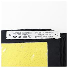 Hermès-Hermes Carré 90 Silk Scarf-Black,Yellow