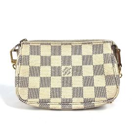 Mini Pochette Accessoires Damier Azur de Louis Vuitton Blanc