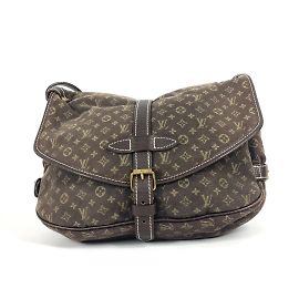 Borsa a Spalla Mini Lin Monogram Louis Vuitton Marrone Grigio antracite