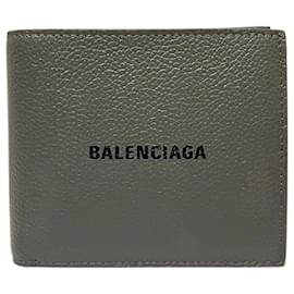 Balenciaga-Balenciaga Grey Leather Bi-fold Wallet for Men-Brown