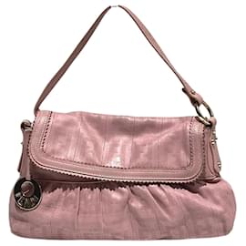 Fendi-Sac à épaule en cuir rose Fendi Zucca-Rose