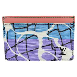 Louis Vuitton-LOUIS VUITTON SIMPLE EPI LEATHER AQUA BLUE LIMITED EDITION CARD HOLDER-Blue