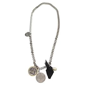 Lanvin-VINTAGE LANVIN NECKLACE LONG CHAIN MEDALLIONS 70CM SILVER AND GOLD-Silvery