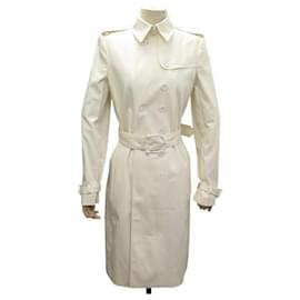 Burberry-BURBERRY LONDON TRENCH COAT LONG WATERPROOF BELT COTTON COAT SIZE 38 M-Cream