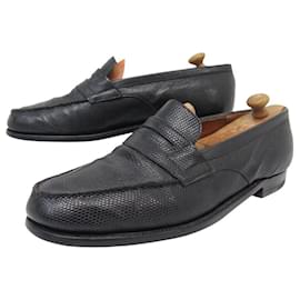 JM Weston-VINTAGE SHOES JM WESTON LOAFERS 180 LIZARD 7.5D 42 LIZARD LOAFERS-Black