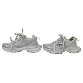 Balenciaga-BALENCIAGA SHOES 741089 3XL 40 41 CANVAS & LEATHER SNEAKERS SHOES-Silvery