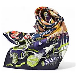 Hermès-Hermes Navy Silk Scarf-Navy blue