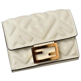 Fendi Mini Baguette Tri-fold Wallet Eggshell