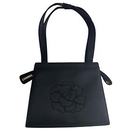 Borsa vintage Camellia in satin nero di Chanel Nero