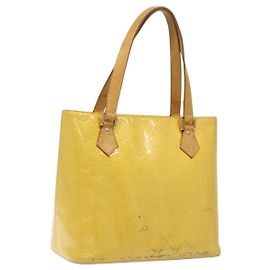 LOUIS VUITTON Sac à main Monogram Vernis Houston Jaune Citron M91055 LV Auth 119005 Doré