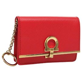 Portafoglio in pelle Gancini Salvatore Ferragamo rosso oro Auth bs24757 Rosso D'oro