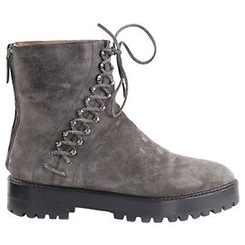 Alaïa Botas de camurça cinza com cadarços Cinza