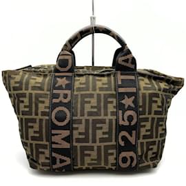 Fendi-Sac à main Fendi en toile nylon Zucca-Marron