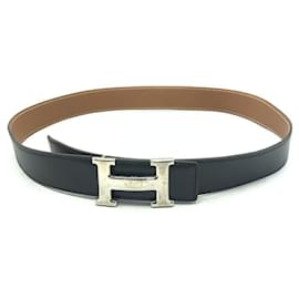 Hermès-Hermes Constance H Leather Belt-Black