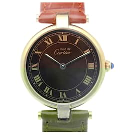 Cartier-Cartier Must Vermeil Quartz Wristwatch-Brown