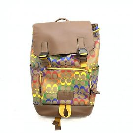 Zaino COACH in tela con firma arcobaleno Blu