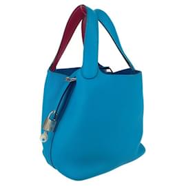 Hermès-Sac à main Hermes Picotin Lock PM Eclat-Bleu