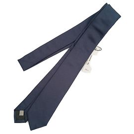 Christian Dior Blue Silk Skinny Tie Blue