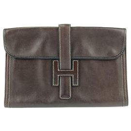 Hermès Hermes Jige PM Clutch Bag Dark brown