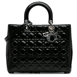 Dior-Dior Black Large Patent Cannage Lady Dior-Black