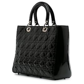 Dior-Dior Black Large Patent Cannage Lady Dior-Black