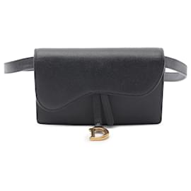 Dior-Dior Black Leather Saddle Belt Pouch-Black