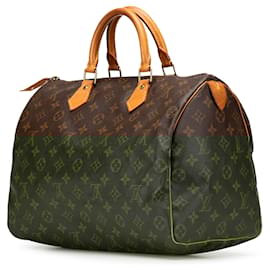 Louis Vuitton-Louis Vuitton Brown Monogram Speedy 35-Brown