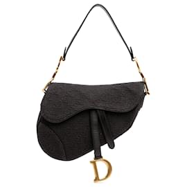 Dior-Dior Black Oblique Canvas Saddle Bag-Black