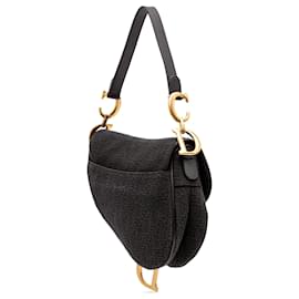 Dior-Dior Black Oblique Canvas Saddle Bag-Black