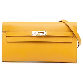 Hermès-Hermès Yellow Epsom Kelly To Go Wallet-Jaune,Moutarde