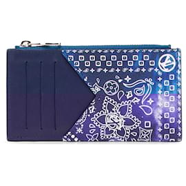 Louis Vuitton-Louis Vuitton Blue Monogram Bandana Coin Card Holder-Blue