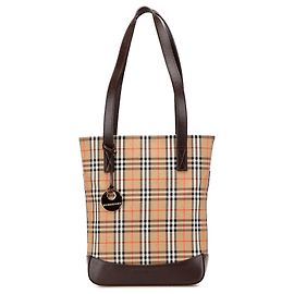 Burberry Beige Haymarket Check Canvas Tote Beige