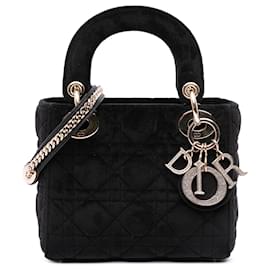 Dior-Dior Black Mini Velvet Cannage Lady Dior-Black