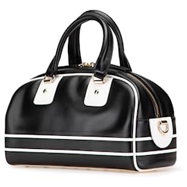 Dior-Dior Black Small Leather Dior Vibe Zip Bowling Bag-Black,White