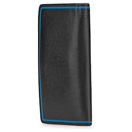 Louis Vuitton-Louis Vuitton Black Taiga Portefeuille Brazza Bifold Long Wallet-Black