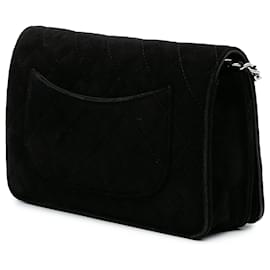 Chanel-Chanel Black Quilted Suede Cocostellar Wallet on Chain-Black