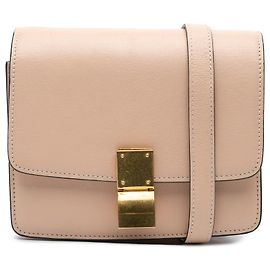 Céline Celine Caixa Clássica Pequena de Couro de Bezerro Rosa Rosa
