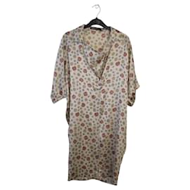 Balenciaga-Balenciaga Floral Knee Length Silk Short Sleeve Dress collar style neck SZ 36-Multiple colors