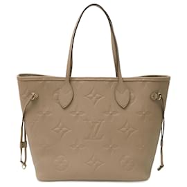 Louis Vuitton-Louis Vuitton Neverfull MM Monogram Leather Tote-Grey