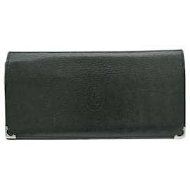 Cartier-Cartier Leather Cabochon Long Wallet Black-Black