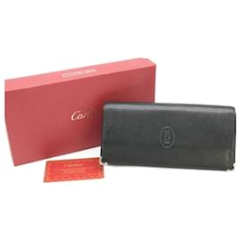Cartier-Cartier Leather Cabochon Wallet Black-Black
