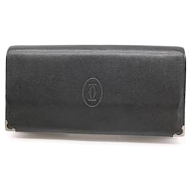 Cartier-Cartier Leather Cabochon Wallet Black-Black