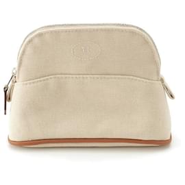 Hermès-Pochette Mini Bolide en Toile Beige Hermes-Marron,Beige